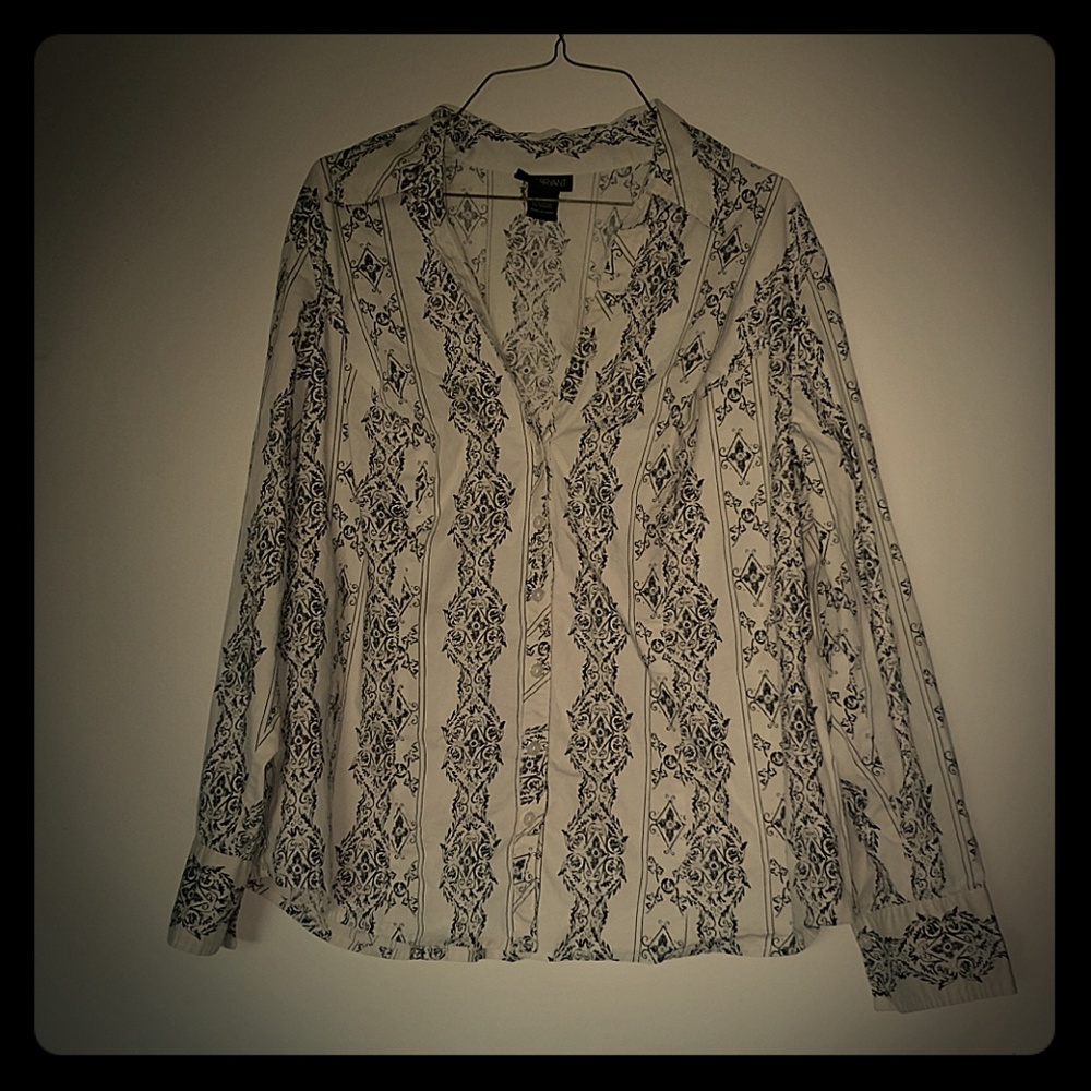 Lane Bryant Black and White Patterned Blouse